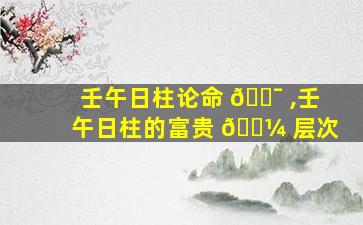 壬午日柱论命 🐯 ,壬午日柱的富贵 🐼 层次